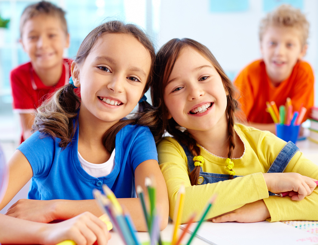 School aged children smiling