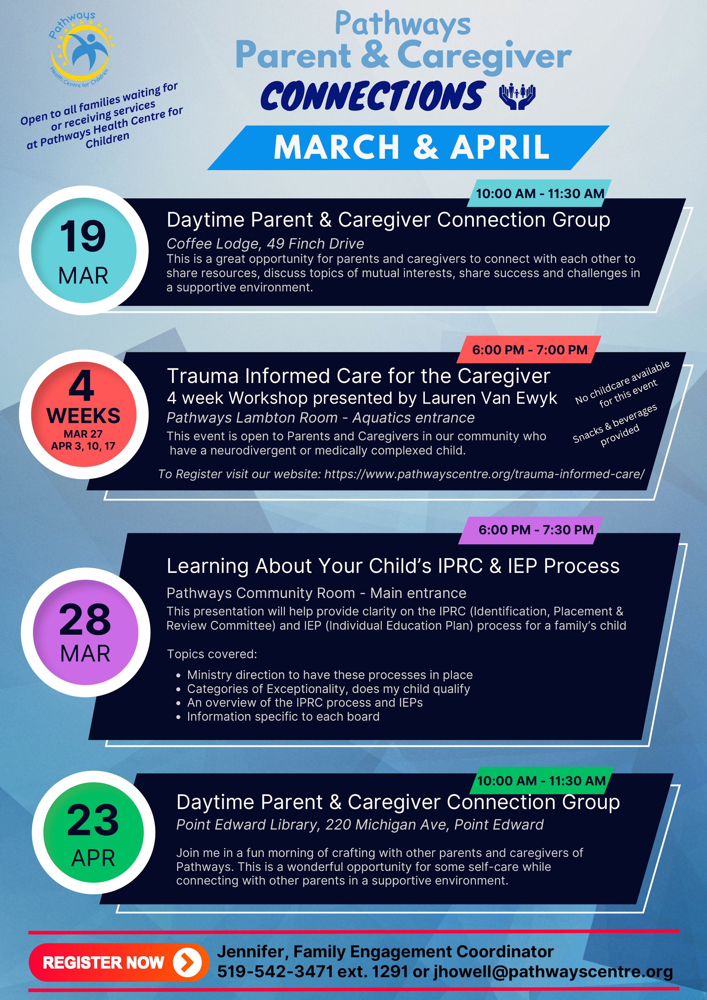 Parent and Caregiver Events – March and April 2024